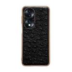 For Honor 70 Genuine Leather Ostrich Texture Nano Plating Phone Case(Black)