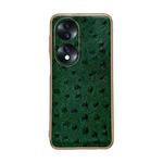 For Honor 70 Genuine Leather Ostrich Texture Nano Plating Phone Case(Green)