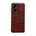 For Honor 70 Pro Genuine Leather Ostrich Texture Nano Plating Phone Case(Coffee)