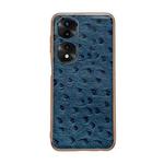 For Honor 70 Pro Genuine Leather Ostrich Texture Nano Plating Phone Case(Blue)