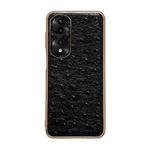 For Honor 70 Pro Genuine Leather Ostrich Texture Nano Plating Phone Case(Black)