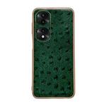 For Honor 70 Pro Genuine Leather Ostrich Texture Nano Plating Phone Case(Green)