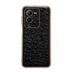 For vivo S15 Pro 5G Genuine Leather Ostrich Texture Nano Plating Phone Case(Black)