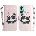 For Infinix Hot 12 Pro 3D Colored Horizontal Flip Leather Phone Case(Heart Panda)