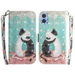 For Motorola Moto E22/E22i 3D Colored Horizontal Flip Leather Phone Case(Black White Cat)