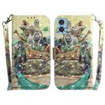 For Motorola Moto E22/E22i 3D Colored Horizontal Flip Leather Phone Case(Zoo)