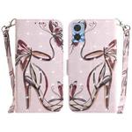 For Motorola Moto E22/E22i 3D Colored Horizontal Flip Leather Phone Case(Butterfly High-heeled)