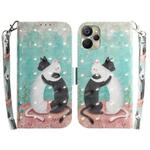 For Realme 9i 5G 3D Colored Horizontal Flip Leather Phone Case(Black White Cat)