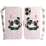 For Realme 9i 5G 3D Colored Horizontal Flip Leather Phone Case(Heart Panda)