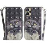 For Realme 9i 5G 3D Colored Horizontal Flip Leather Phone Case(Hug Cat)
