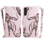 For Samsung Galaxy A14 5G 3D Colored Horizontal Flip Leather Phone Case(Butterfly High-heeled)