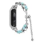 For Xiaomi Mi Band 7 Double Pearl Bead String Metal Watch Band(Turquoise)