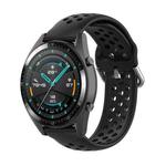 For Huawei Watch GT 46mm / 42mm / GT2 46mm 22mm Clasp Solid Color Sport Watch Band(Black)