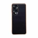 For Hono 70 Genuine Leather Xiaoya Series Nano Plating Phone Case(Black)