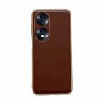 For Hono 70 Genuine Leather Xiaoya Series Nano Plating Phone Case(Coffee)