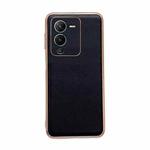 For vivo S15 5G Genuine Leather Xiaoya Series Nano Plating Phone Case(Black)