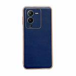 For vivo S15 5G Genuine Leather Xiaoya Series Nano Plating Phone Case(Blue)
