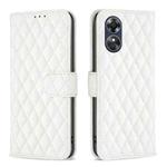For OPPO A17 Diamond Lattice Wallet Leather Flip Phone Case(White)