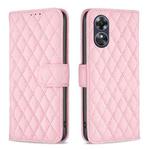 For OPPO A17 Diamond Lattice Wallet Leather Flip Phone Case(Pink)