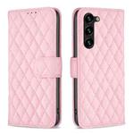 For Samsung Galaxy S23+ 5G Diamond Lattice Wallet Leather Flip Phone Case(Pink)