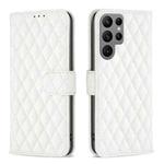 For Samsung Galaxy S23 Ultra 5G Diamond Lattice Wallet Leather Flip Phone Case(White)