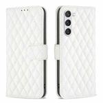 For Samsung Galaxy S23 5G Diamond Lattice Wallet Leather Flip Phone Case(White)
