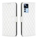For Xiaomi 12T / 12T Pro / Redmi K50 Ultra Diamond Lattice Wallet Leather Flip Phone Case(White)