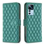 For Xiaomi 12T / 12T Pro / Redmi K50 Ultra Diamond Lattice Wallet Leather Flip Phone Case(Green)