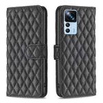 For Xiaomi 12T / 12T Pro / Redmi K50 Ultra Diamond Lattice Wallet Leather Flip Phone Case(Black)