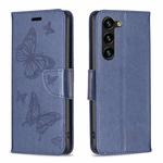 For Samsung Galaxy S23+ 5G Embossing Two Butterflies Pattern Leather Case(Blue)
