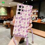 For Samsung Galaxy S21 5G Small Floral Lanyard Phone Case(Purple)