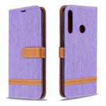 For Huawei P40 Lite E / Y7P Color Matching Denim Texture Horizontal Flip Leather Case with Holder & Card Slots & Wallet & Lanyard(Purple)