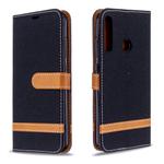 For Huawei P40 Lite E / Y7P Color Matching Denim Texture Horizontal Flip Leather Case with Holder & Card Slots & Wallet & Lanyard(Black)