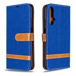 For Huawei Honor 20S Color Matching Denim Texture Horizontal Flip Leather Case with Holder & Card Slots & Wallet & Lanyard(Royal Blue)