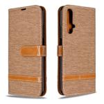 For Huawei Honor 20S Color Matching Denim Texture Horizontal Flip Leather Case with Holder & Card Slots & Wallet & Lanyard(Brown)