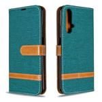 For Huawei Honor 20S Color Matching Denim Texture Horizontal Flip Leather Case with Holder & Card Slots & Wallet & Lanyard(Green)