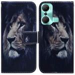 For Infinix Hot 12 Pro Coloured Drawing Horizontal Flip Leather Phone Case(Lion)