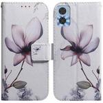 For Motorola Moto E22/E22i Coloured Drawing Horizontal Flip Leather Phone Case(Magnolia Flower)