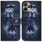 For Realme 9i 5G Coloured Drawing Horizontal Flip Leather Phone Case(Wolf and Dog)