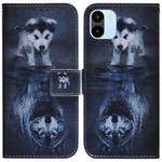 For Xiaomi Redmi A1 Coloured Drawing Horizontal Flip Leather Phone Case(Wolf and Dog)