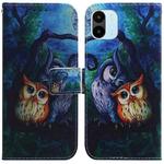 For Xiaomi Redmi A1 Coloured Drawing Horizontal Flip Leather Phone Case(Oil Painting Owl)