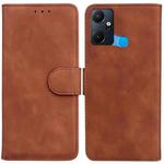 For Infinix Smart 6 Plus Skin Feel Pure Color Flip Leather Phone Case(Brown)
