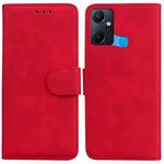 For Infinix Smart 6 Plus Skin Feel Pure Color Flip Leather Phone Case(Red)