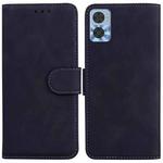 For Motorola Moto E22/E22i Skin Feel Pure Color Flip Leather Phone Case(Black)