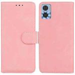 For Motorola Moto E22/E22i Skin Feel Pure Color Flip Leather Phone Case(Pink)
