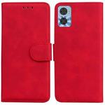 For Motorola Moto E22/E22i Skin Feel Pure Color Flip Leather Phone Case(Red)