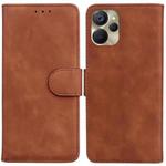 For Realme 9i 5G Skin Feel Pure Color Flip Leather Phone Case(Brown)