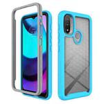 For Motorola Moto E20 Starry Sky Solid Color TPU Clear PC Phone Case(Sky Blue)