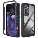 For Motorola Moto Edge 2022 Starry Sky Solid Color TPU Clear PC Phone Case(Black)