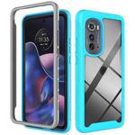 For Motorola Moto Edge 2022 Starry Sky Solid Color TPU Clear PC Phone Case(Sky Blue)